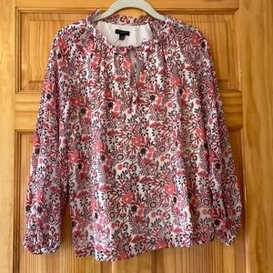 BNWT Talbots Petite lined sheer pink floral raglan blouse